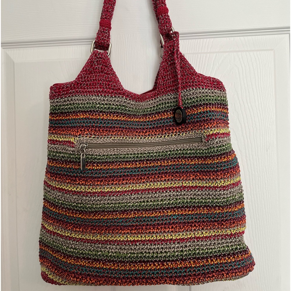 The Sak Crochet shoulder bag. Great condition.    13” ht, 14” wide, 22” strap